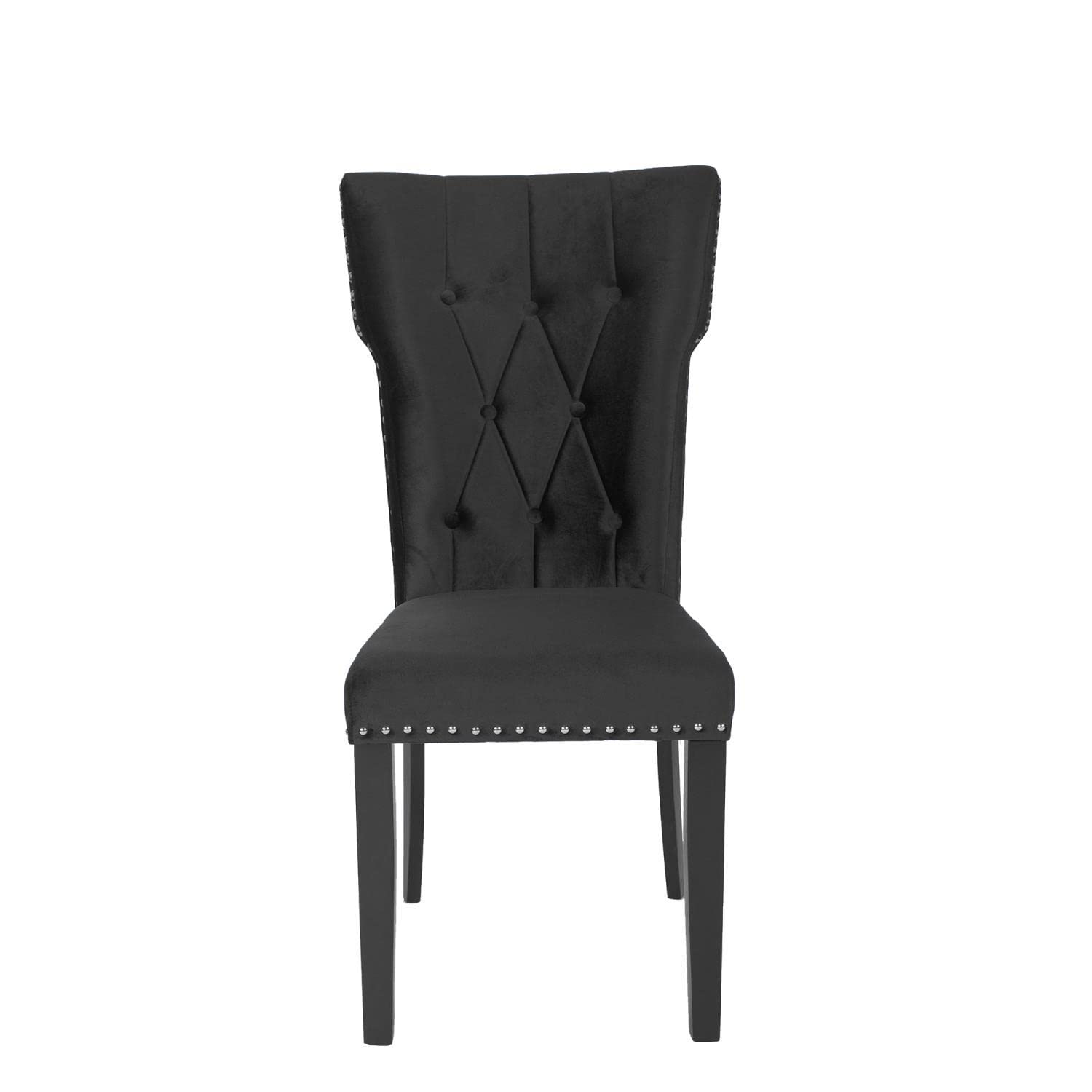 Better Home Products La Costa Velvet Tufted Dining Chair Set of 2 in Black